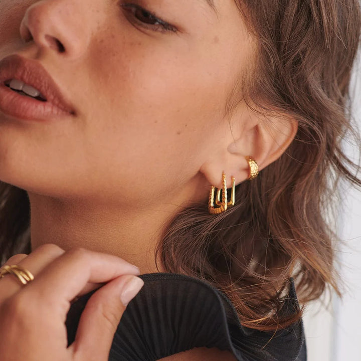 Daisy London Gold Maxi Striped Creole Hoop Earrings