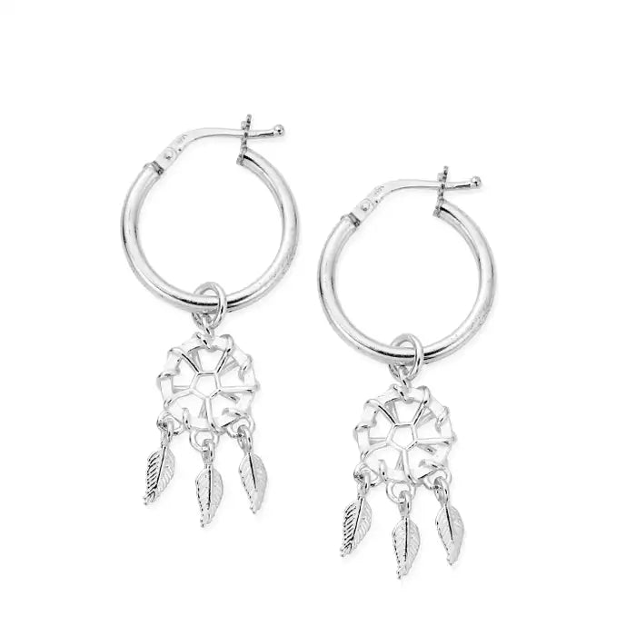 Chlobo Silver Dream Catcher Hoop Earrings