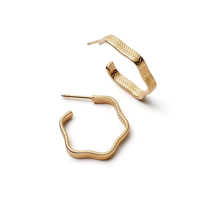 Daisy London Gold Midi Wavy Snake Hoop Earrings