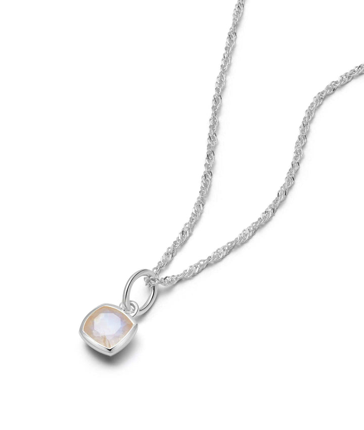 Daisy London Silver Moonstone June Birthstone Charm Necklace