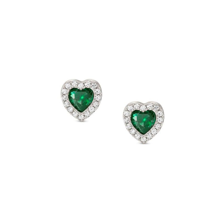 Nomination Silver All My Love Green Heart Stud Earrings