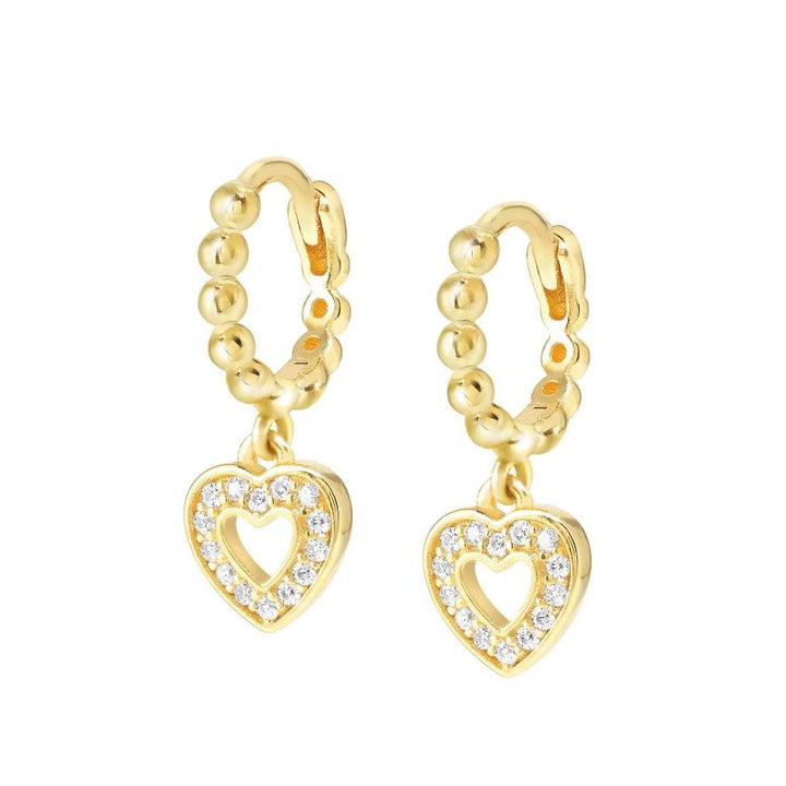 Nomination Gold Lovecloud Cubic Zirconia Heart Hoop Earrings