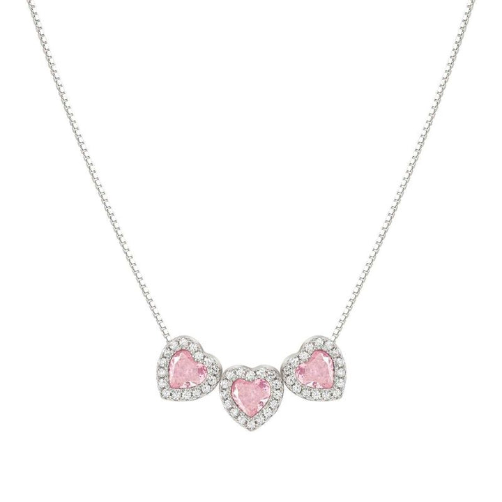 Nomination Silver All my Love Pink Triple Heart Necklace