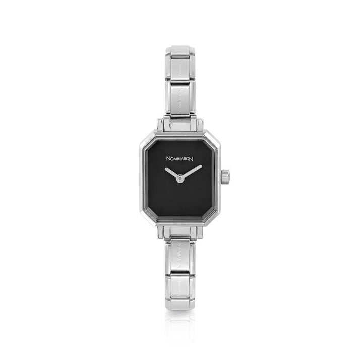 Nomination Classic Silver Rectangular Black Dial Watch