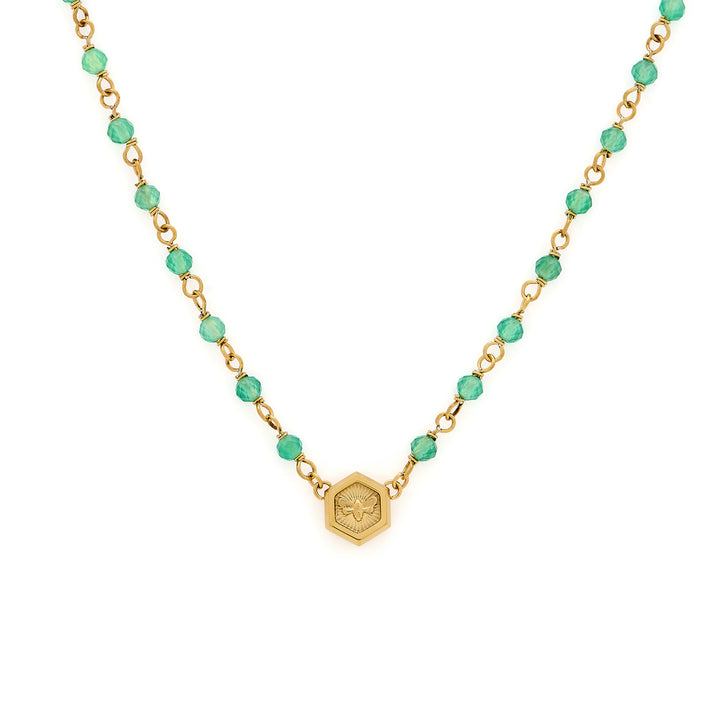 Olivia Burton Gold and Green Bee Beaded Necklace