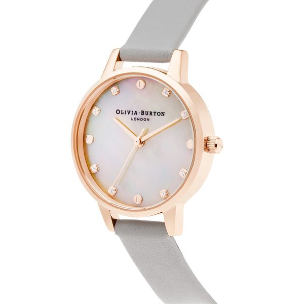 Olivia Burton Rose Gold Classic Grey Leather Watch