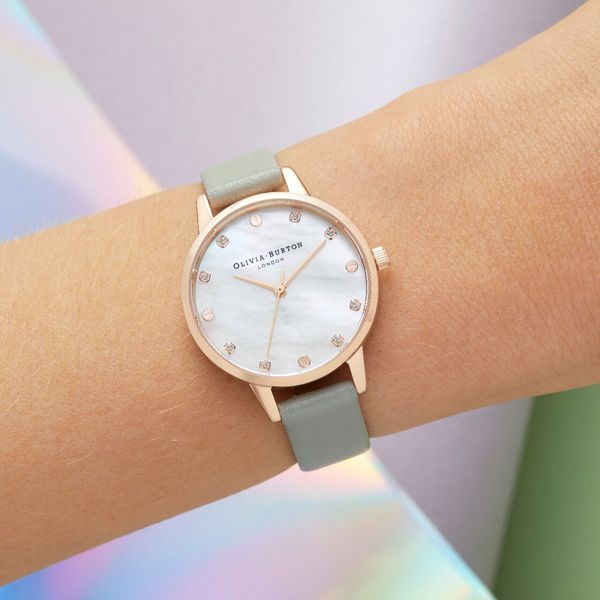 Olivia Burton Rose Gold Classic Grey Leather Watch