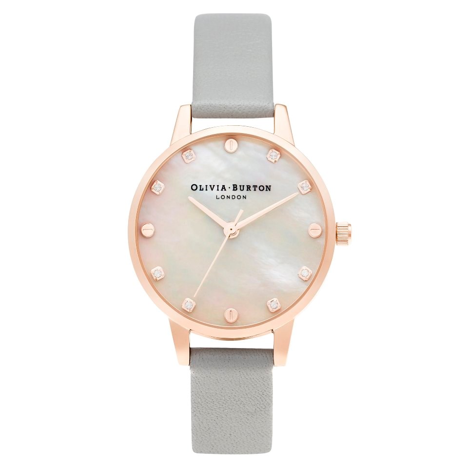 Olivia Burton Rose Gold Classic Grey Leather Watch