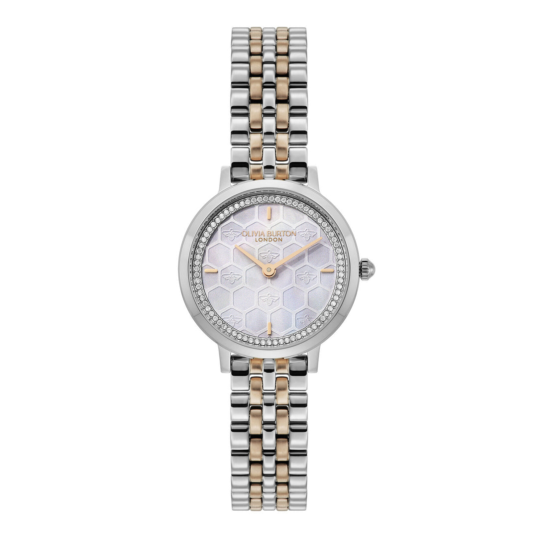 Olivia Burton Silver Honeycomb Ultra Slim Two Tone Watch