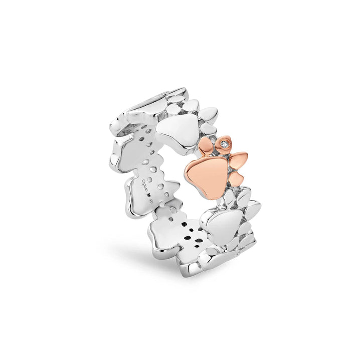 Paw Prints on My Heart Silver Multi-Paw Ring 