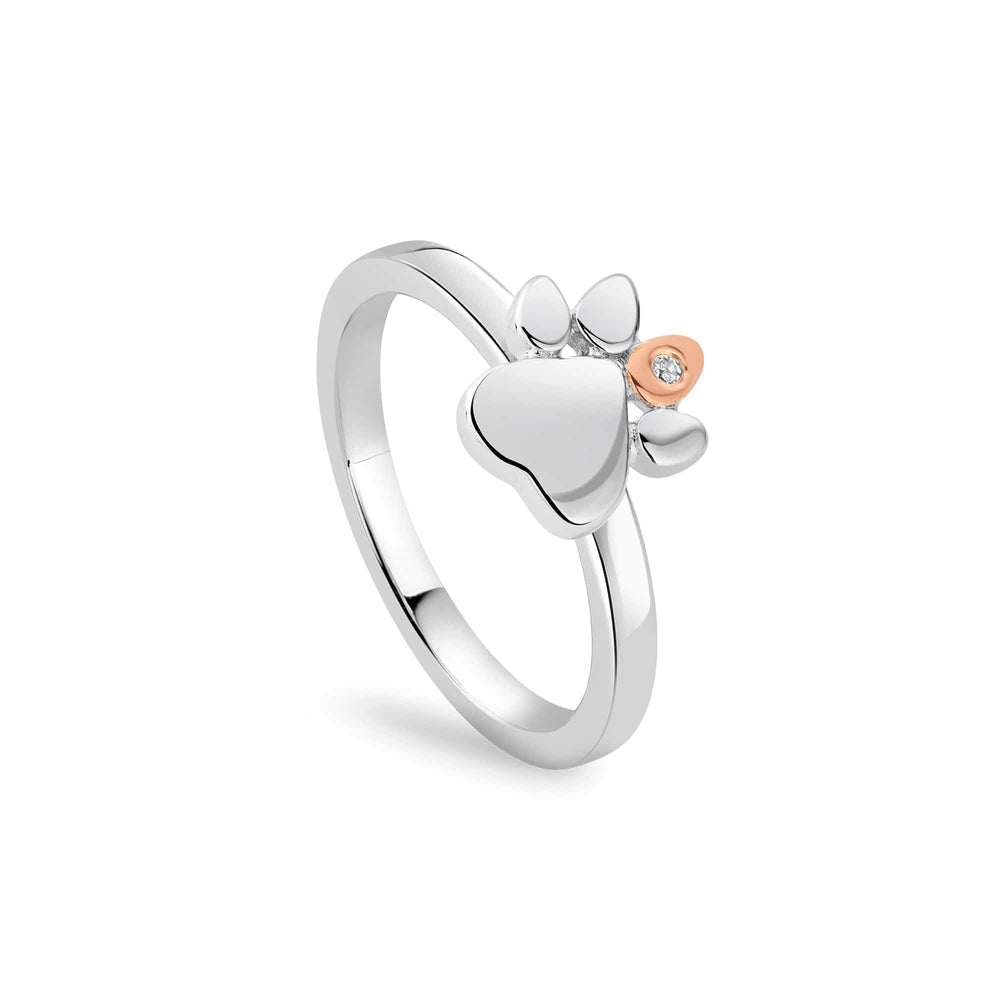 Paw Prints on My Heart Silver Stacking Ring 