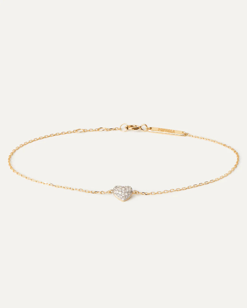 PDPAOLA 18ct Gold Diamond Heart Chain Bracelet