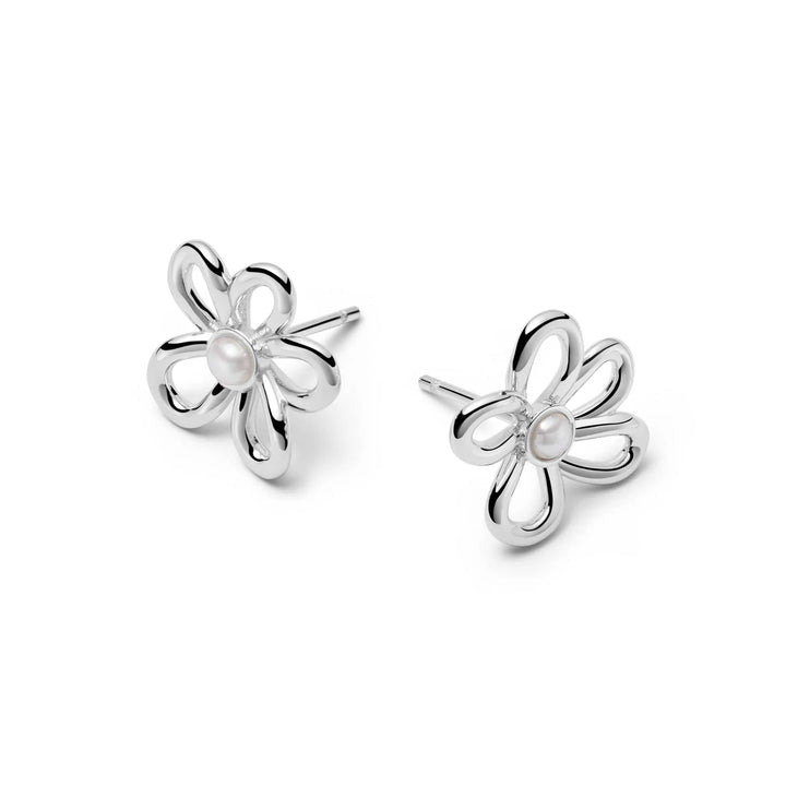 Daisy London Silver Daisy Pearl Stud Earrings