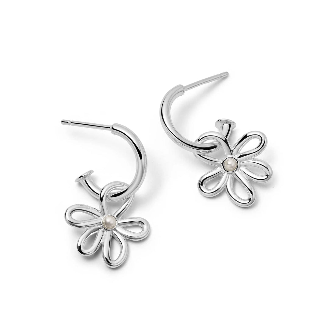 Daisy London Silver Daisy Pearl Drop Earrings