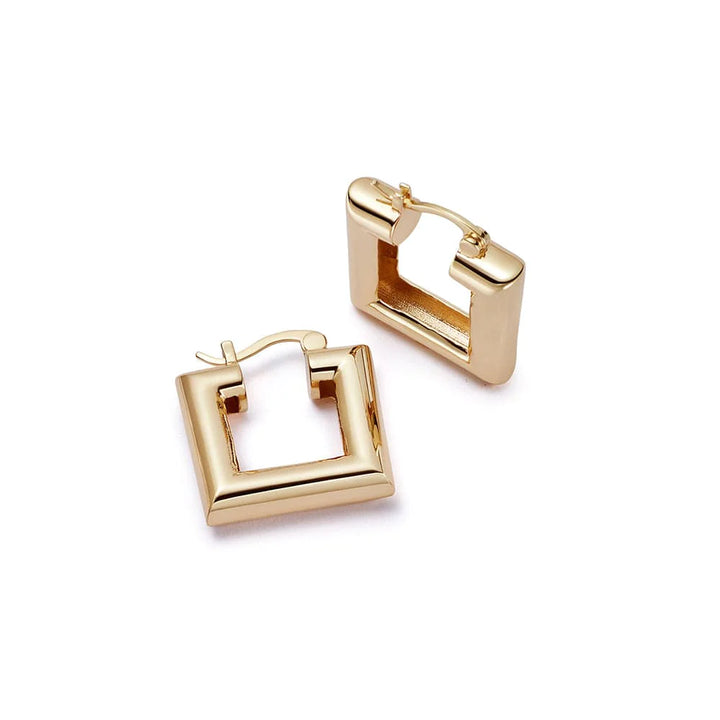 Daisy London Gold Polly Mini Chubby Square Hoops