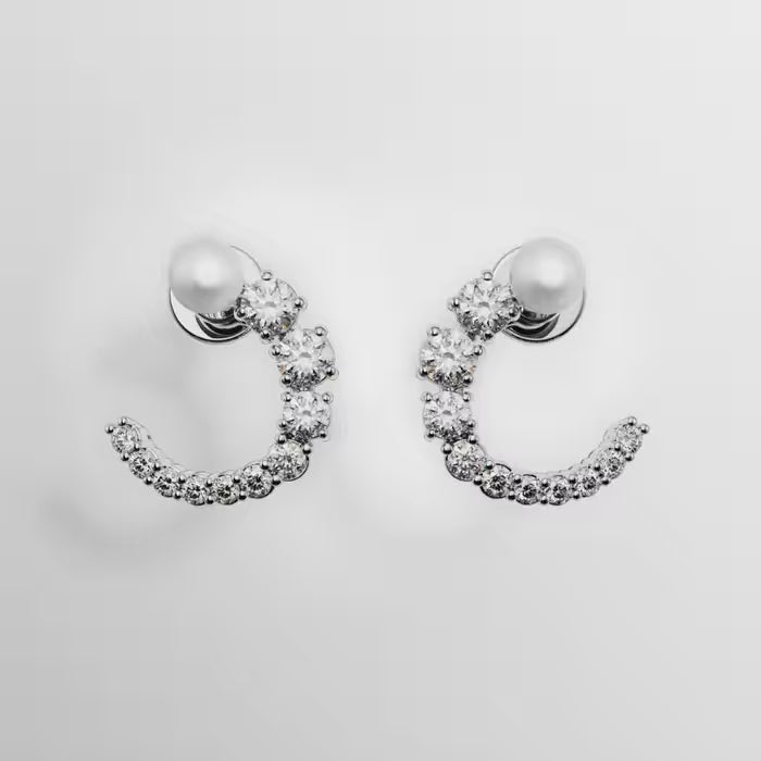 Swarovski Silver Matrix Pearl Hoop Earrings