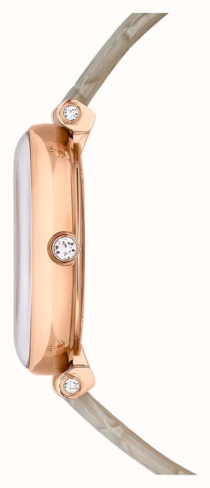 Swarovski Rose Gold Crystalline Wonder Beige Leather Watch