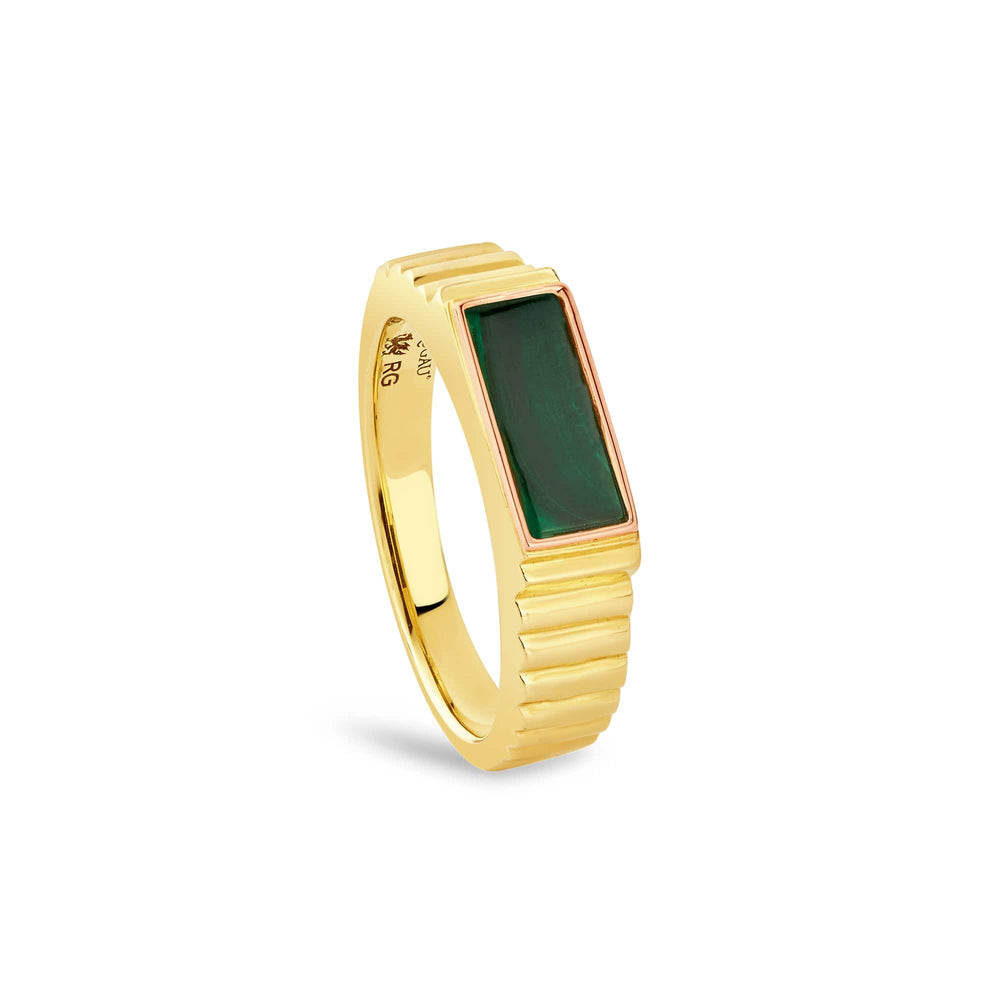 Reflections of Padarn Gold and Malachite Signet Ring 