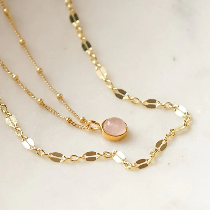 Daisy London 18ct Gold Plate Rose Quartz Healing Stone Necklace