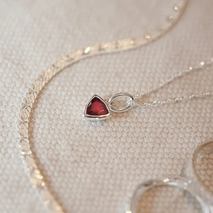 Daisy London Silver Ruby July Birthstone Charm Necklace