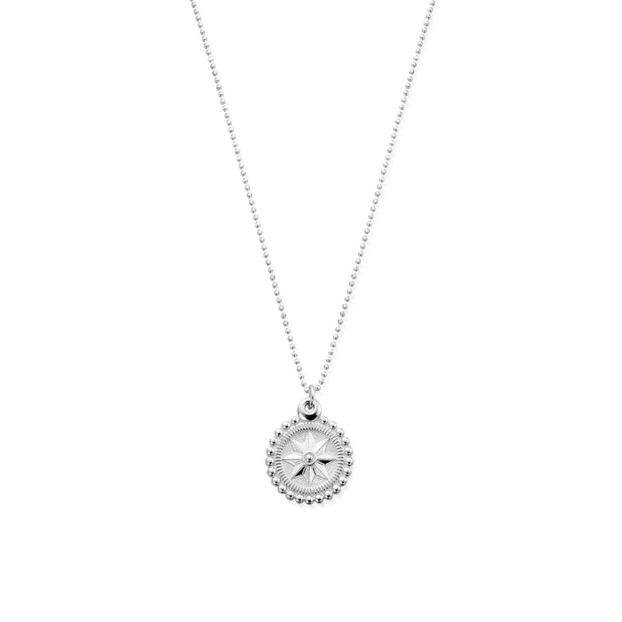 Chlobo Silver Diamond Cut Chain Bobble Compass Necklace