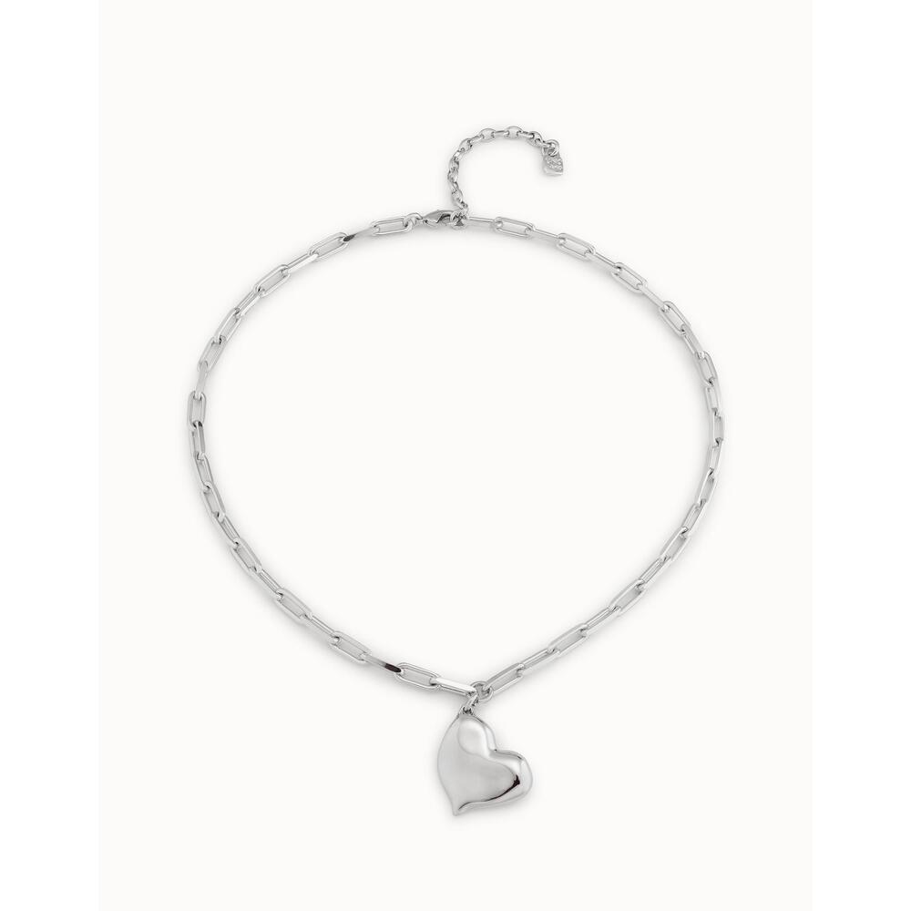 UNOde50 Sterling Silver/Gold-Plated Short Necklace With Medium Sized Link Chain And Medium Sized Heart 1