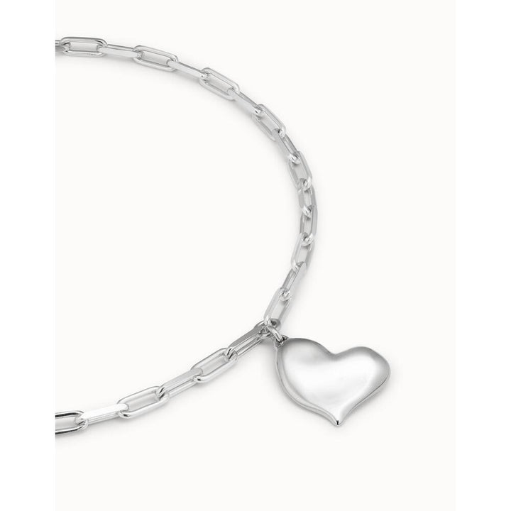 UNOde50 Sterling Silver/Gold-Plated Short Necklace With Medium Sized Link Chain And Medium Sized Heart 2