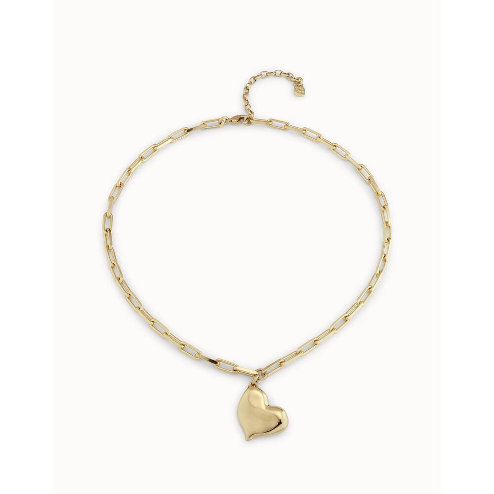 UNOde50 Sterling Silver/Gold-Plated Short Necklace With Medium Sized Link Chain And Medium Sized Heart 4