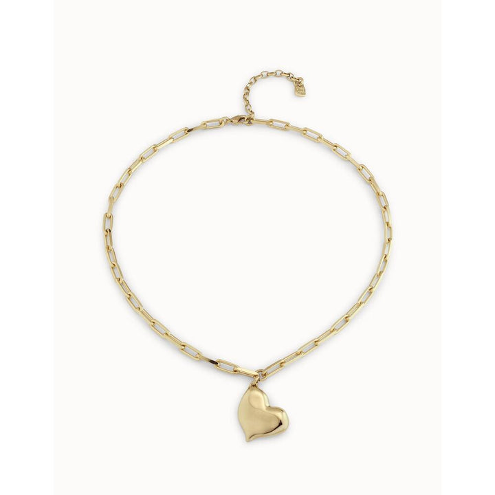 UNOde50 Sterling Silver/Gold-Plated Short Necklace With Medium Sized Link Chain And Medium Sized Heart 4