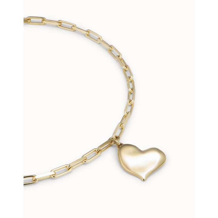 UNOde50 Sterling Silver/Gold-Plated Short Necklace With Medium Sized Link Chain And Medium Sized Heart 5