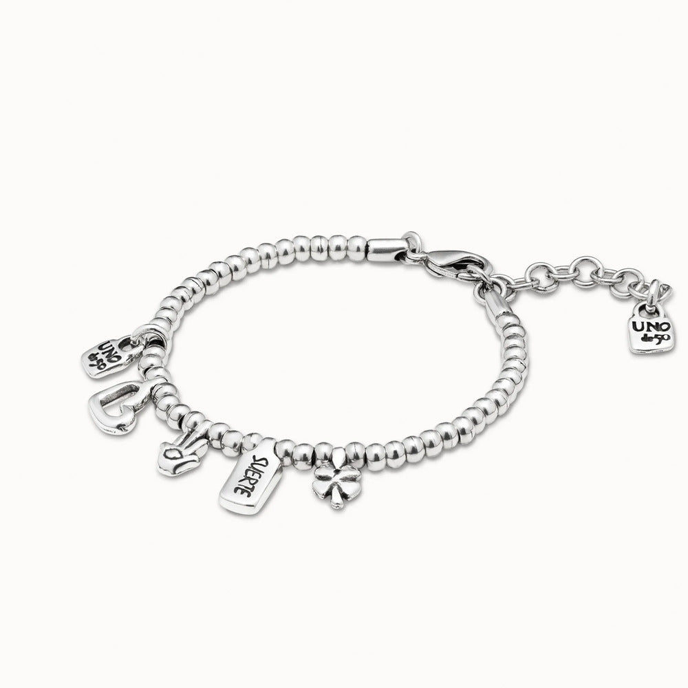 UNOde50 Sterling Silver-Plated Bracelet With Heart Clover And Hand Charm 1