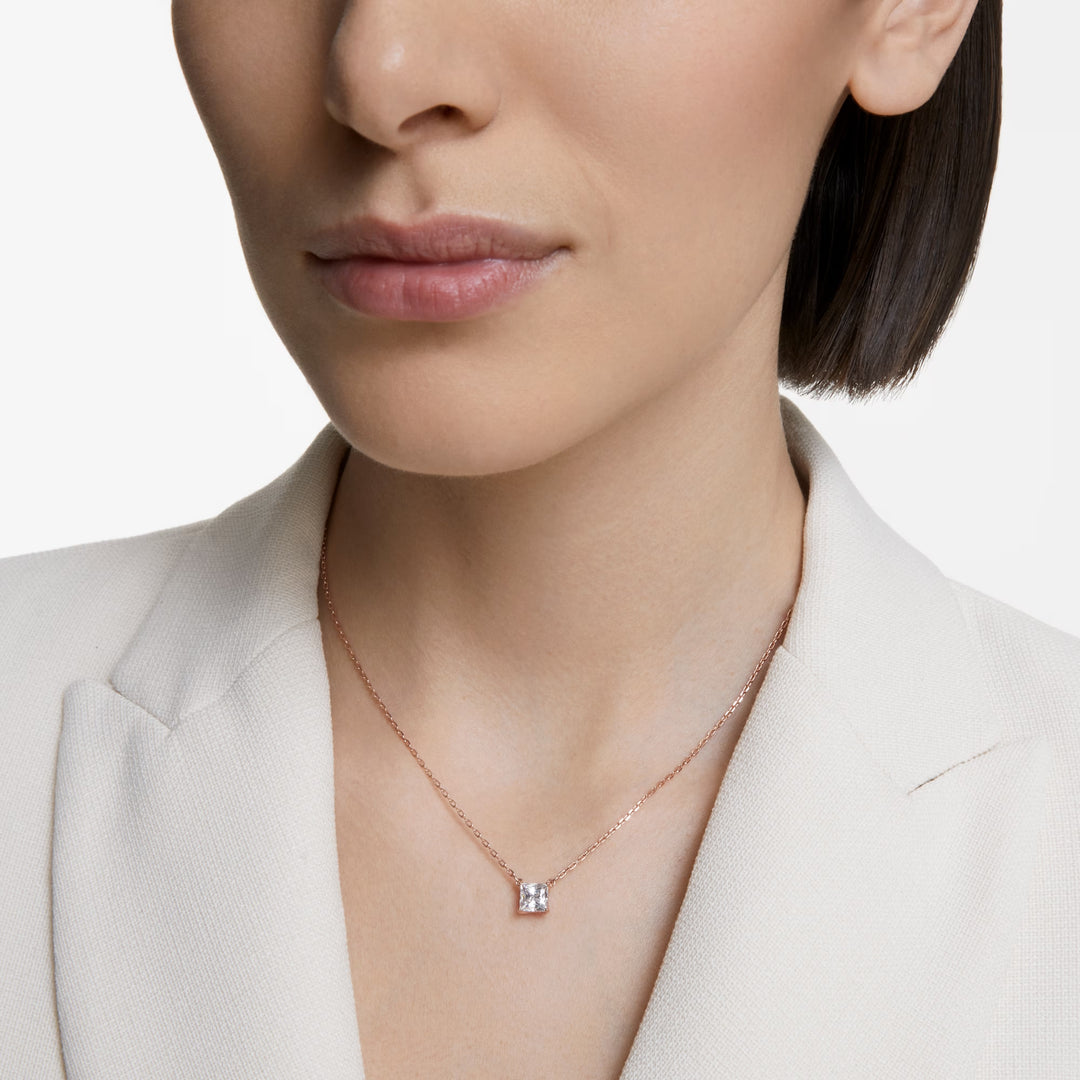 Swarovski Rose Gold Stilla Square Cut Necklace