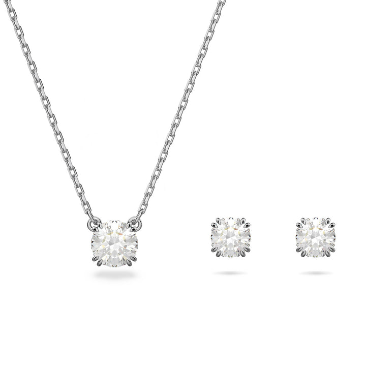 Swarovski Silver Stilla Round Cut Necklace & Earring Set