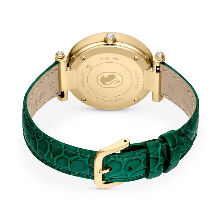 Swarovski Gold Crystalline Wonder Green Leather Watch