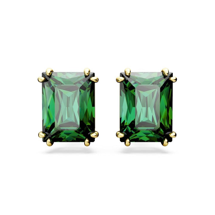 Swarovski Gold Stilla Green Stud Earrings