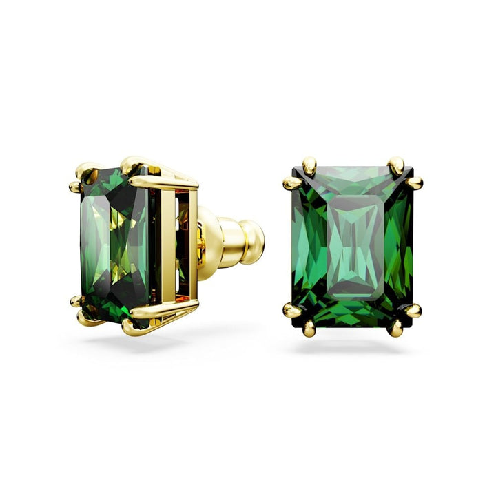 Swarovski Gold Stilla Green Stud Earrings