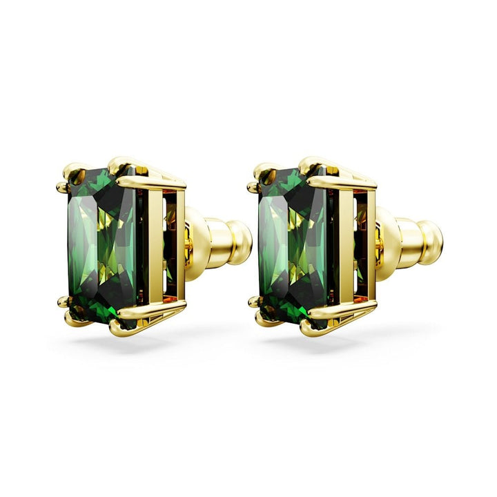 Swarovski Gold Stilla Green Stud Earrings