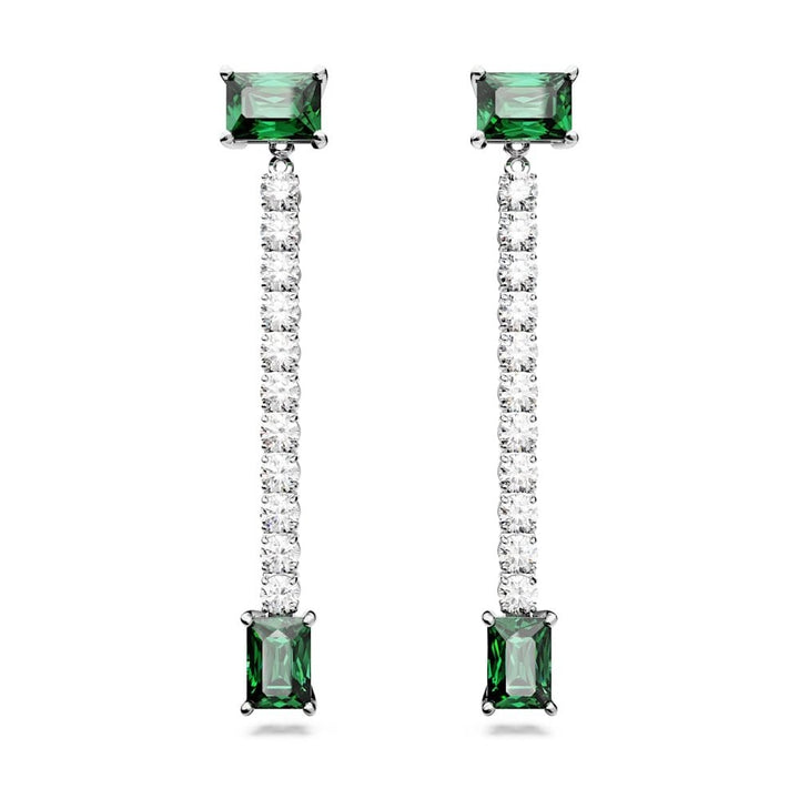 Swarovski Silver Matrix Green Drop Earrings