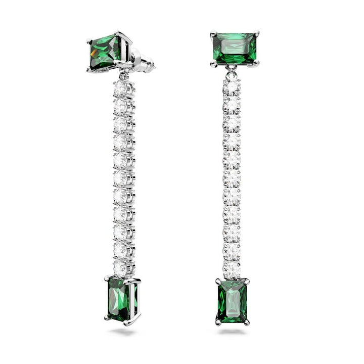 Swarovski Silver Matrix Green Drop Earrings