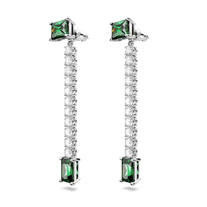 Swarovski Silver Matrix Green Drop Earrings