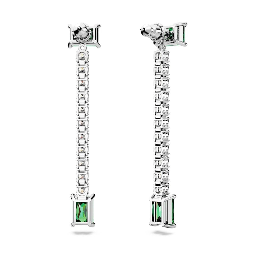 Swarovski Silver Matrix Green Drop Earrings