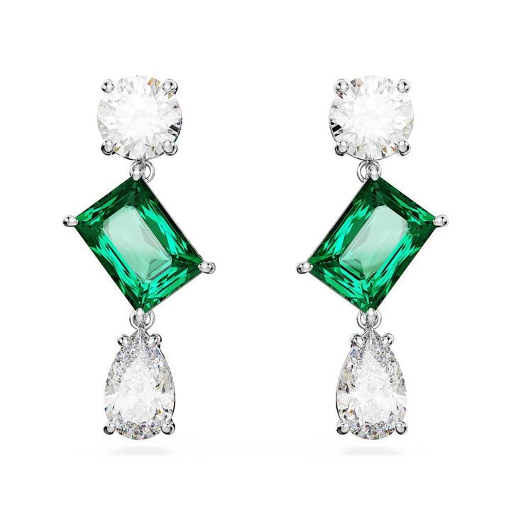 Swarovski Silver Mesmera Green Drop Earrings