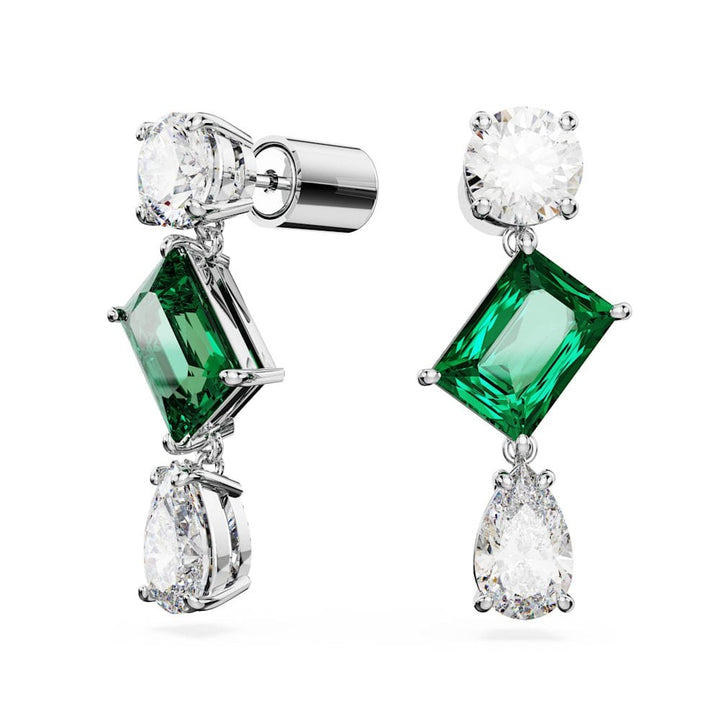 Swarovski Silver Mesmera Green Drop Earrings