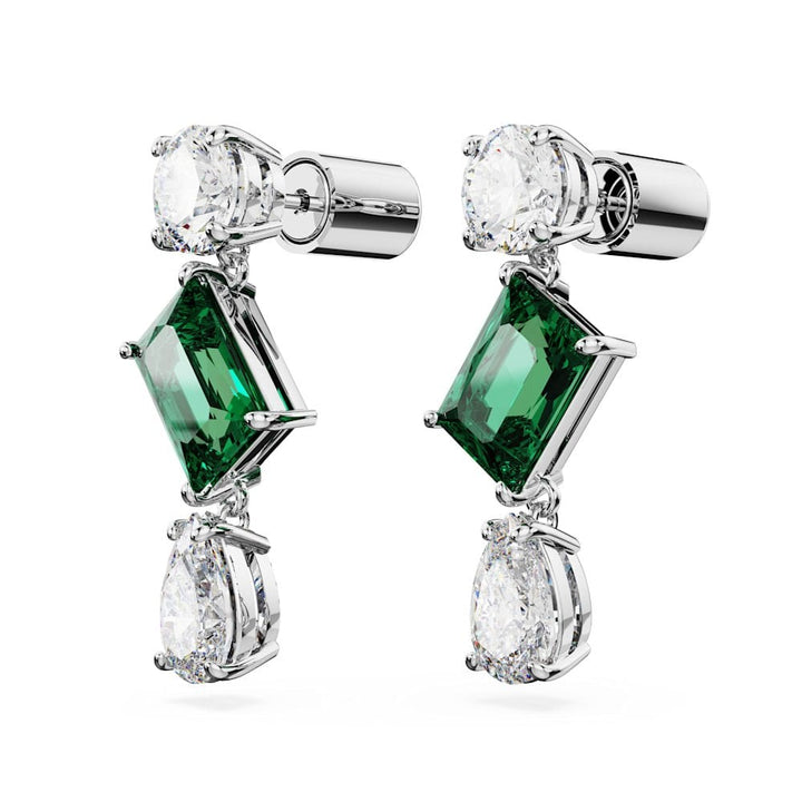 Swarovski Silver Mesmera Green Drop Earrings