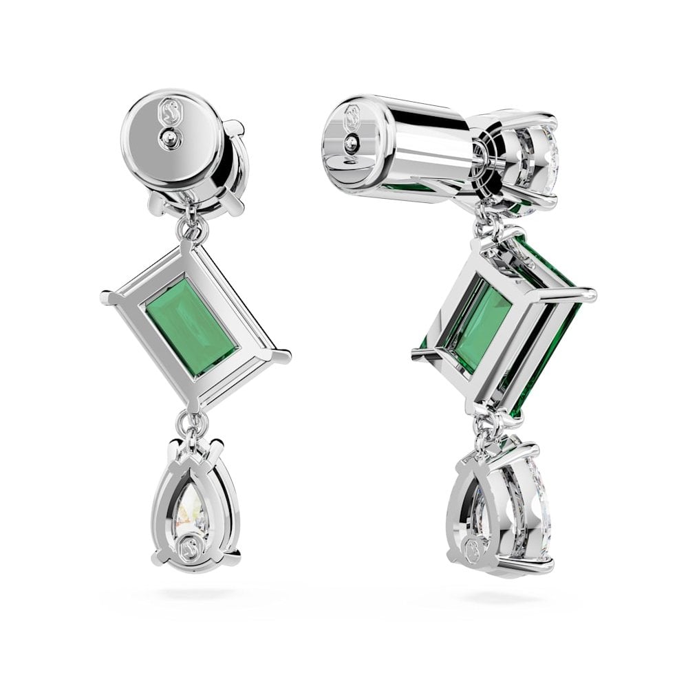 Swarovski Silver Mesmera Green Drop Earrings