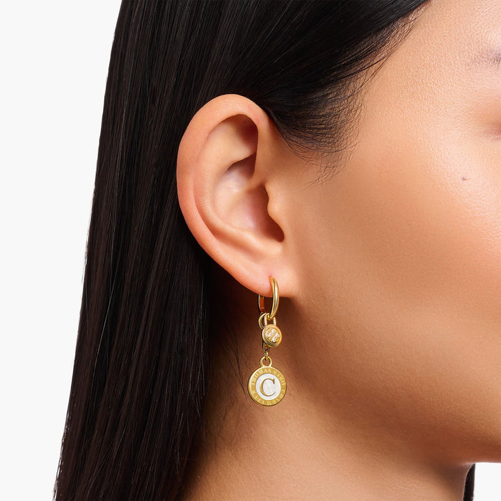 Thomas Sabo Gold Circular Drop Single Hoop Earring