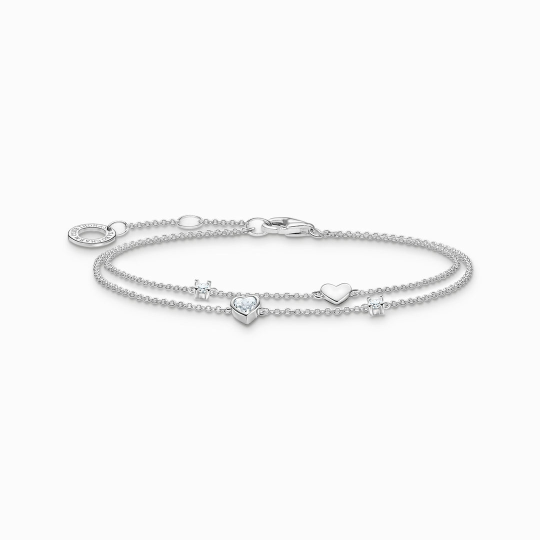 Thomas Sabo Silver Heart & White Stones Bracelet