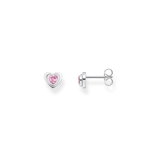 Thomas Sabo Silver Heart Pink Stone Stud Earrings