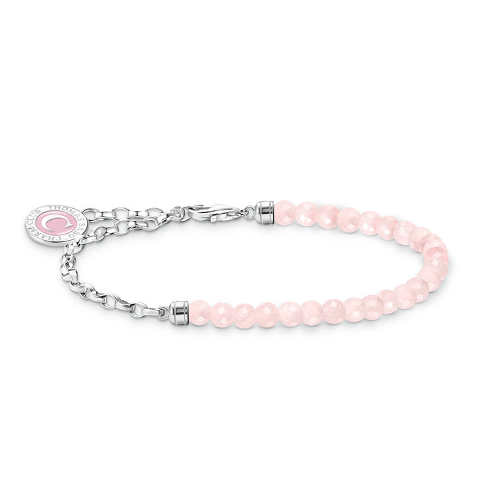 Thomas Sabo Silver Rose Quartz Beaded Coin Charm Bracelet