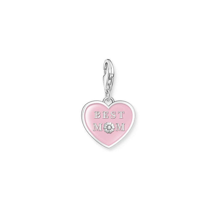 Thomas Sabo Silver and Pink Enamel Best MOM Heart Charm